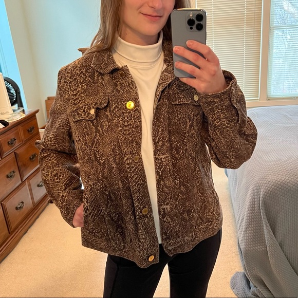 Vintage Chaps denim jean jacket with snake print - Picture 2 of 12